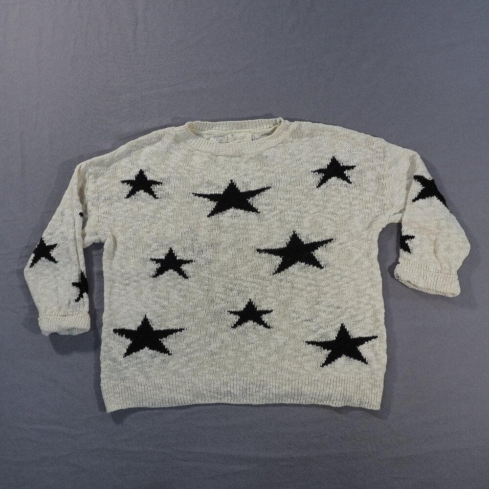 Zara Knitwear Sweater Girls 10 11 Years Large Off White Stars Loose Knit Boho